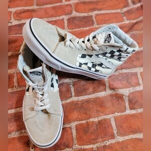 Vans Sk8-Hi Checkerboard Flame High Top Men’s 5.5 / Women’s 7 White Black